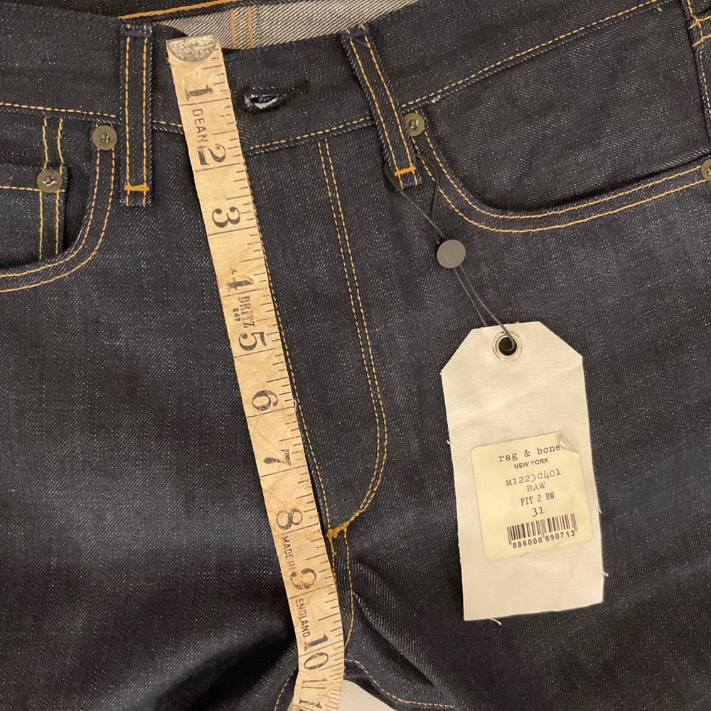 RAG AND BONE NWOT JEANS SZ 31  Style #M1223C401 Fit 2. Slim Raw Denim - Picture 8 of 13